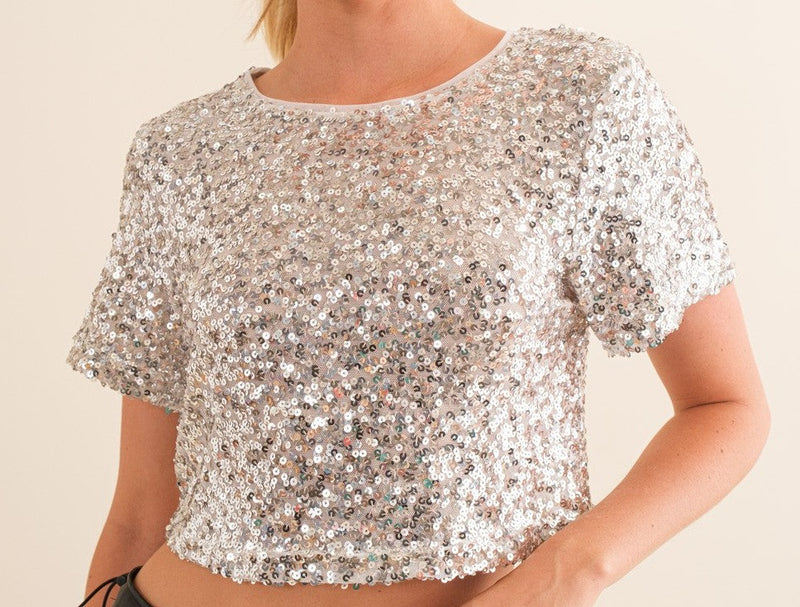 Catherine Sequins Cropped Tee